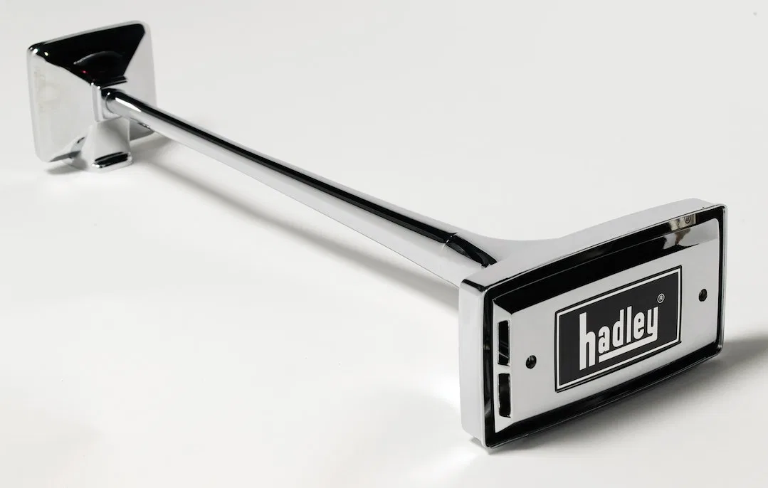 H00977 – HADLEY HORNS Air Horn, Single Tone Rectangular Trumpet 29 Inch Length Chrome Plated Steel 7/16 Inch Thread A...